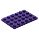 LEGO lapos elem 4x6, sötétlila (3032)